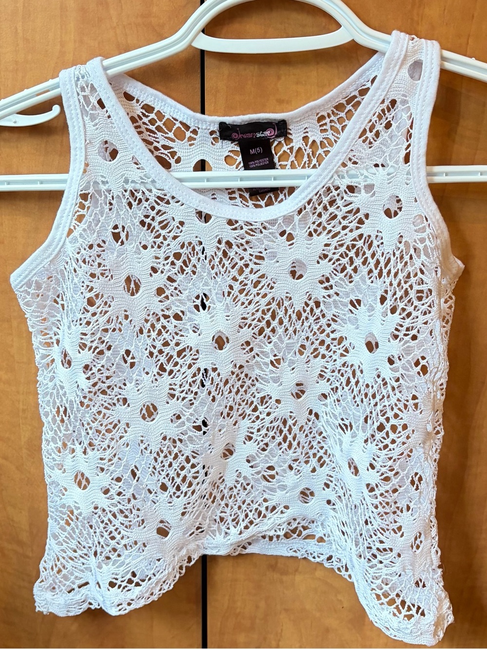 Kids White Crochet Tank Top - Open Knit Summer Layering